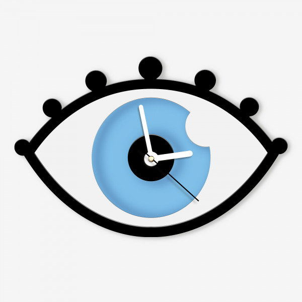 horloge oeil bleu en plexiglass