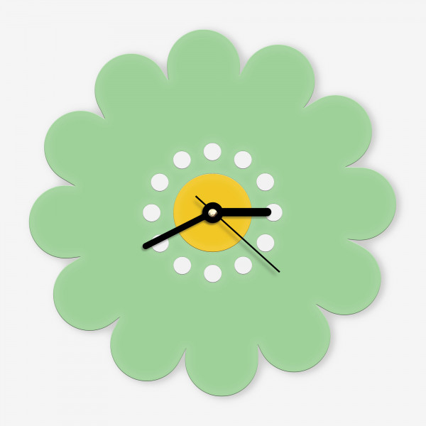 horloge fleur vert pastel